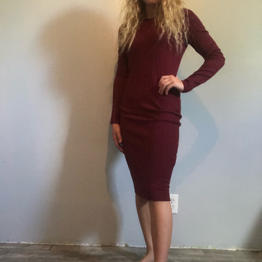 Burgundy knee length dress